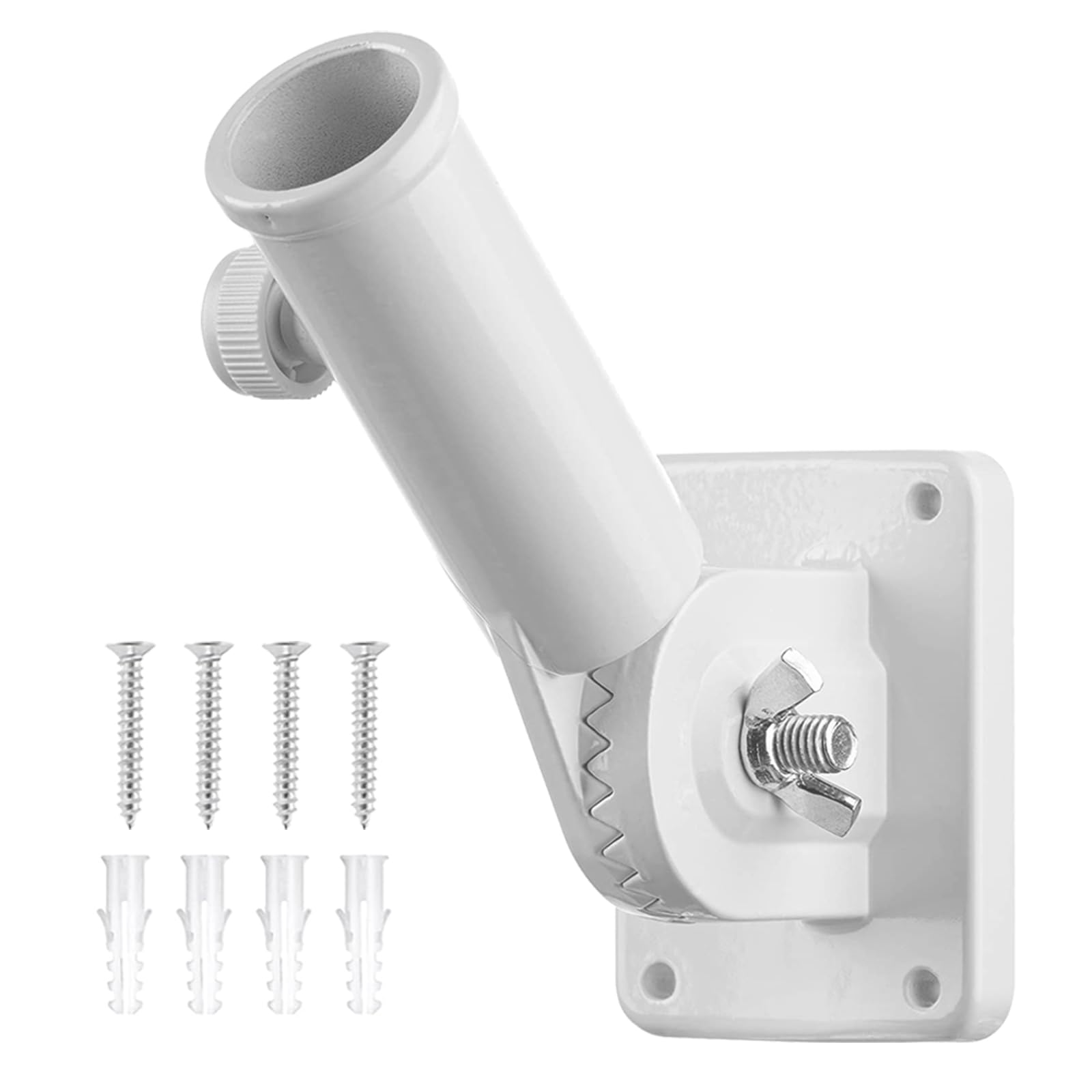SVUPUE Flag Pole Holder Adjustable, Flag Pole Holder, Multi-Position Flag Pole Holder, Flag Holder Bracket, Bracket Adjustable Flagpole, with Hardwares, Adjustable Flagpole for Flag Decoration, White