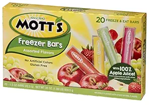 Mott's 100% Juice Freezer Bars, Fat Free, Assorted Flavors (20 - 1.5 oz bars per box)