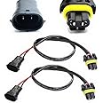 iJDMTOY Pair H11/H8 (Male) to 9006/HB4 (Female) Converter Adapter Socket Wiring Harness Kit