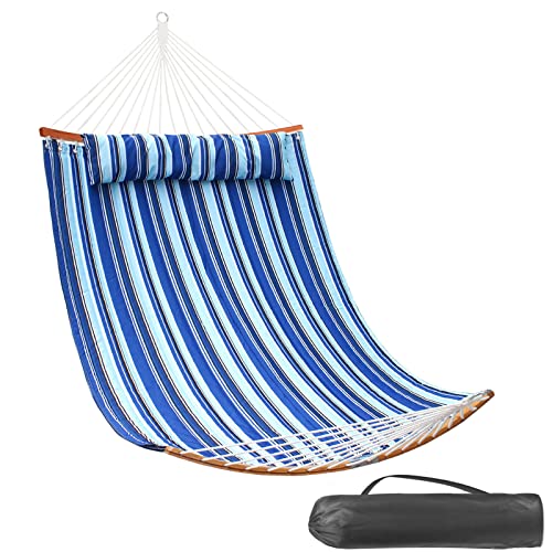SUNNY GUARD Heavy Duty Hammock Quilted with Large Pillow, 11FT Double Hammocks with SpreaderBar