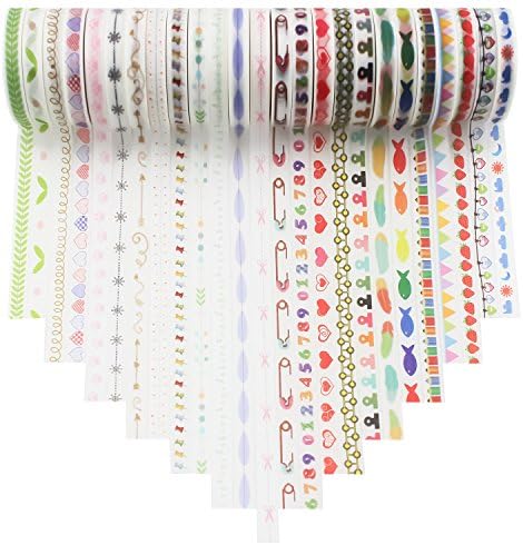 Washi Tape Set 25 Rolls Thin Masking Decorative Tapes for DIY Scrapbooking Crafts Wrapping