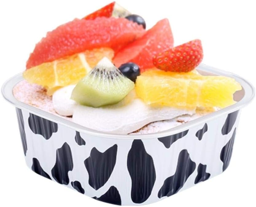 KEISEN Square 4 2/5" 10oz 300ml 24/PK Disposable Aluminum Foil Cups for Muffin Cupcake Baking Bake Utility Ramekin Cup (Cowline)