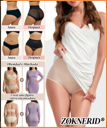 2 Piezas Ropa Interior Mujer, Panties para Mujeres, Calzon Antideslizante, Fajas Postparto Calzones de Mujer, Bragas Mujeres Cintura Faja Postparto, Faja Post Parto y Post Cesarea, Control de Abdomen