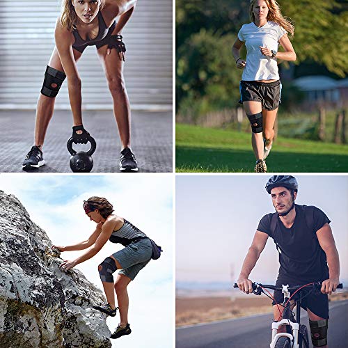 HOPAI Knee Support for Men and Women Adjustable Open-Patella Neoprene Knee Brace with Anti-Slip Strips - For Arthritis, Joint Pain, Meniscus Pain Relief, Sports Running Injury Rehabilitation