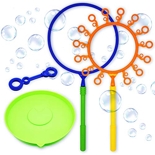 Giant Bubble Wand Set: Big Bubble Maker Toy for Kids and Adults, Fun Outdoor and Indoor Activity for Girls, Boys, Toddlers and Children to Enjoy with Tray and 1 Mini Wand - Thumbnail 4