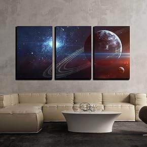 3 Piece Canvas Wall Art - Infinite Space Background with nebulas and Stars. - Modern Home Art Stretched and Framed Ready to Hang - 16"x24"x3 Panels