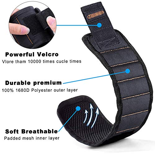TEPSMIGO Magnetic Tool Wristband, with 20 Strong Magnets for Holding Screws, Nails, Drill, Bits, Birthday Gift for Men, Women, DIY Handyman, Carpenters, Father/Dad, Husband, Boyfriend
