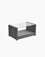 EVRE Roma 4 Seater Rattan Garden Furniture Set Grey with Glass Table view 4