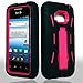 LG Optimus Elite LS696 LS-696 Hybrid Armor Hot Pink / Magenta Hard Case and Black Silicone Skin Dual Combo 2-in-1 with Kickstand / Kick Stand Snap-On Protective Cover Cell Phone by EM