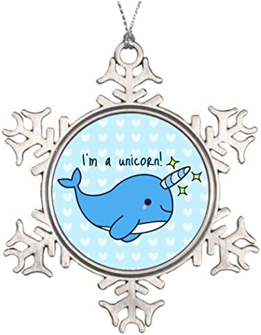 Personalised Christmas Tree Decoration Adorable Kawaii Narwhal Custom Christmas Snowflake Ornament Adorable