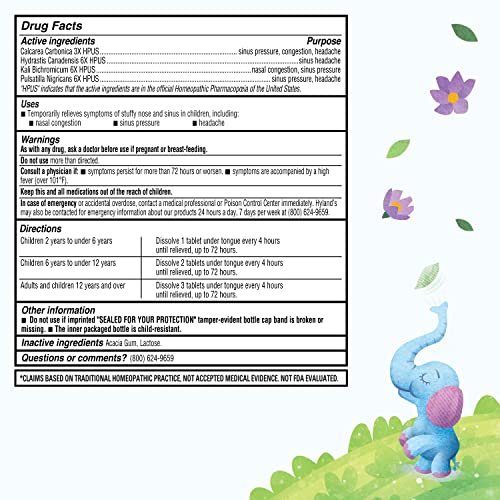 Hyland's Naturals Kids Stuffy Nose & Sinus Cold and Allergy Medicine
