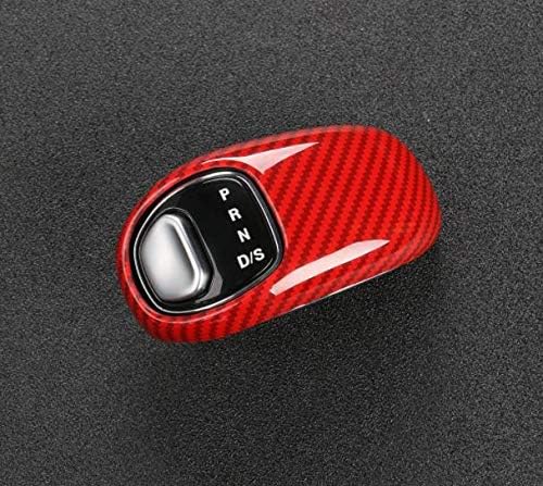 Nicebee ABS Car Interior Gear Shift Knob Handle Decorative Trim Cover for Jeep Grand Cherokee 2014 2015 (Red Carbon Fiber Grain)
