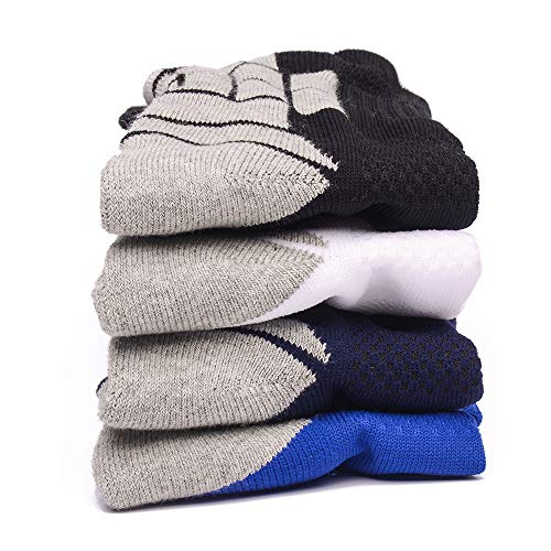 image for CWVLC Big Boys' Knee High Workout Training Rugby Socks, 5-pair White, 