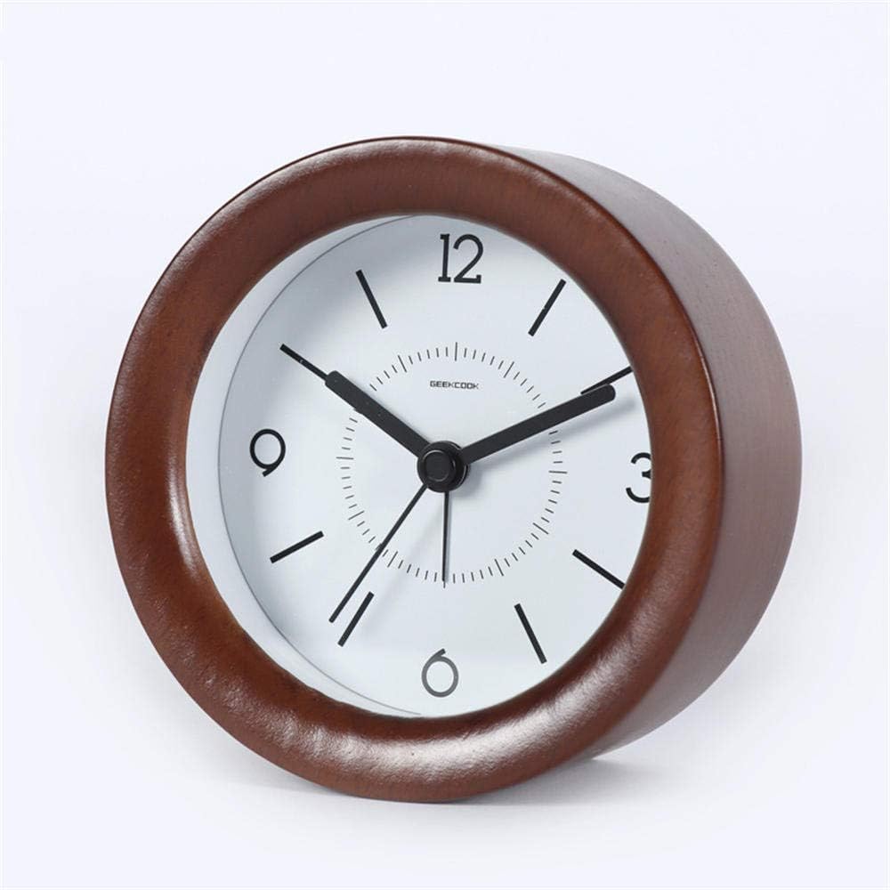Lazy small alarm clock, solid wooden clock, silent desk clock, snoozing