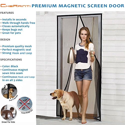 UPC 614134573172, Magnetic Screen Door - Hands Free Mesh Curtain with Full Frame Hook &amp; Loop and Push Pins - Fly Mosquito Insects Bug Proof for Sliding Glass Doors French Doors