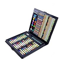 Han cheng he Artist Watercolor Brush Pens Set 160 Pieces of Mixed Media Art Set, Wooden Case, Soft Oil Painting, Acrylic and Watercolor Paint, Sketch, Charcoal and Colored Pencils, Ruler