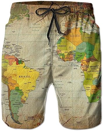 Trendy Perspiration Cool Drawstring Waist World Map Board Shorts