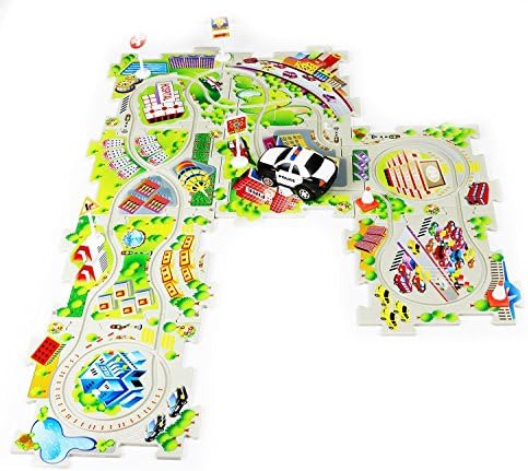 Tech Toyz Puzzle Play Children's Activity Set with Battery-Powered Car, Police