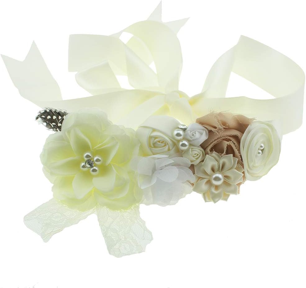 Lovemyangel Bridal Sash Belt Bride Maternity Satin Flower Ribbon Sash Baby Girls Dress Accessories for Wedding Decoration (Ivory)