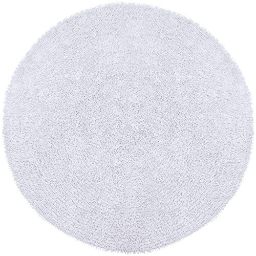 Shagadelic Chenille Twist Round Rug, 3 by 3-Feet, White