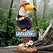 Teresa's Collections 10.2” Toucan Welcome Sign Garden Statue,Solar Powered Garden Lights for Outdoor Patio Yard Decorations