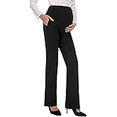 Tapata Women's Maternity Pants 28" 30" 32" Bootcut Dress Pants with Pockets Over Belly Pregnancy Work Pants Over-Bump Casual