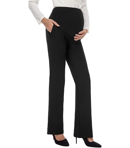 black maternity dress pants Elizabeth Under Belly in All-Season Wool / L Black maternity dress pants are easily the most important item in a pregnant womans office wardrobe The EveryWear Maternity Black Ponte
