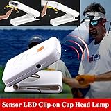 LJY USB Rechargeable Clip-on Sensor 3-LED Cap White Light Headlamp for Outdoor Fishing Camping (White)