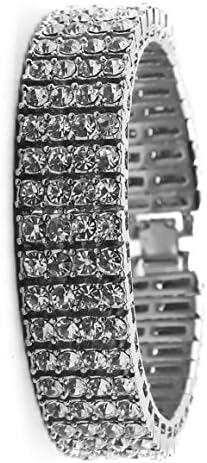 Large Hip-Hop 4 Row Pharaoh Bracelet - XL - 14k (Silver Plated Heavy)