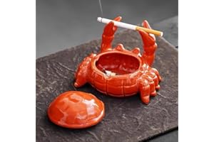 YYFWND Cute Ashtray With Lid, Ceramic Crab Cigar Cigarettes Ash Tray, Windproof Tabletop Ashtrays Outdoor, Smoking Holder Smo