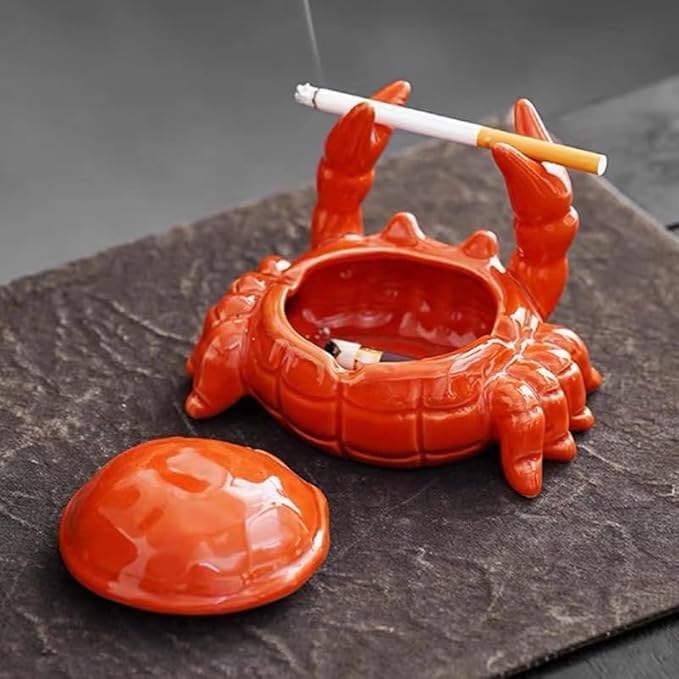 YYFWND Novelty Cool Crab Ashtray with Lid, 4.5