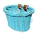Colorbasket 01501 Kids Front Handlebar All Wicker Bike Basket, Hand Woven, Adjustable Leather Straps, Blue