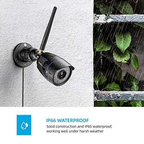 wansview Outdoor Security Camera, 1080P Waterproof WiFi Home Security Surveillance Bullet Camera with Night Vision, Motion Detection and Remote View, Compatible with Alexa (Black)