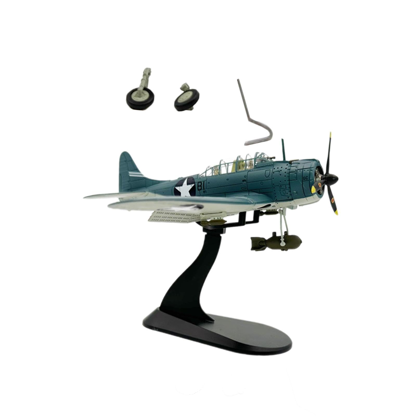 perfk 1/72 Sbd-3 Dive Diecast Fighter Desktop Decoration Plane Model Airplane with Stand for Office Home Livingroom Shelf