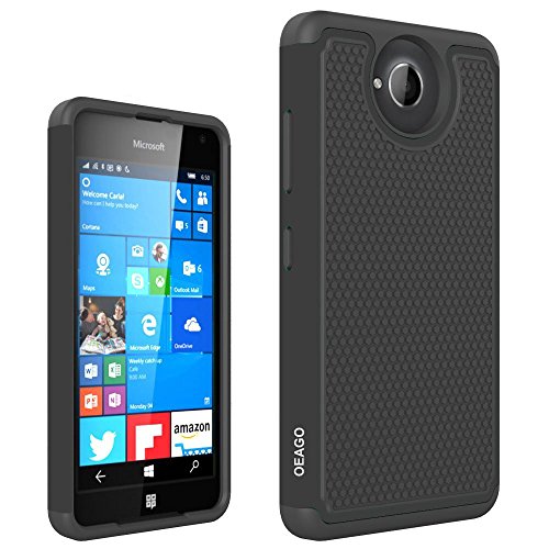 Lumia 650 Case, OEAGO Microsoft Lumia 650 Case Cover Accessories - Shock-Absorption Dual Layer Defender Protective Case Cover For Microsoft Lumia 650 - Black