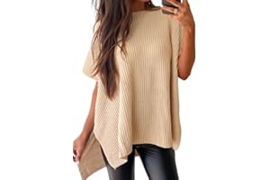 SHEWIN Womens Tops Casual Short Sleeve Sweater Loose Oversized Sweaters Spring Tops for Women 2025