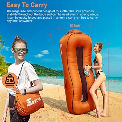 SEGOAL Ergonomic Inflatable Lounger Beach Bed Camping Chair Air Sofa Couch Hammock with Pillow, Waterproof Anti-Air… 51Z6C5B12oL