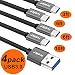 USB C Cable (USB 3.0), iVoler [4 Pack:3FT 6FTx2 10FT] Fast Charging Braided Nylon USB-A to USB C Type C Charger Cables Cord for Samsung Galaxy S10 10e Note 10 9 S9 S8 Plus Nintendo Switch (Black Gray)