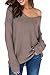 Sarin Mathews Womens Casual Hollow Knit Vneck Blouse Pullover Loose Tops Sweater Khaki XL