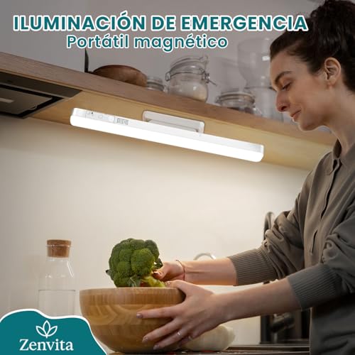 ZenVita LED Wardrobe Light with Remote Control - 2 x 30 cm Magnetic Rechargeable USB 3 Colour Modes Dimmable Interior Light for Wardrobe, Kitchen, Stairs and Home - 5W