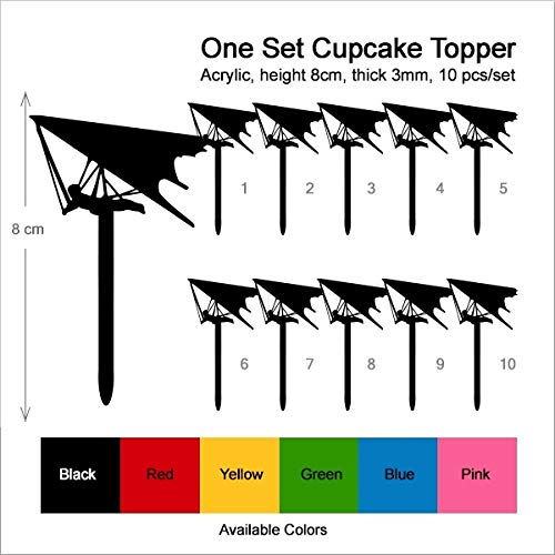 TA0909 Hang Glider Silhouette Party Wedding Birthday Acrylic Cupcake Toppers Decor 10 pcs - Thumbnail 2
