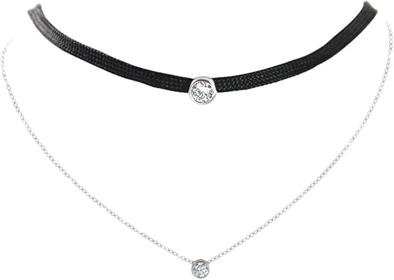 Paialco Schwarz Mehrreihige Kette Cz 925 Sterling Silber Halsreifen Halskette Fur Damen Madchen Amazon De Schmuck