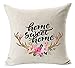 Andreannie Retro Vintage Wood Grain Warm Sayings This Home is Blessed A Dog Paw Prints Cotton Linen Decorative Throw Pillow Cover Cushion Case Square 18 Inches