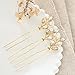 Artio Wedding Hair Pins Accessories with Crystals and Beads for Brides and Bridesmaids 3PCS (Gold)