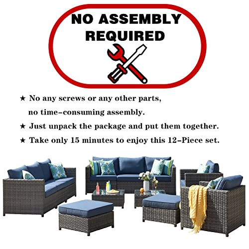 XIZZI Patio Furniture Sets Outdoor Sectional Sofa 12 Pieces No Assembly