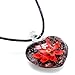 JEWELRIESHOP Assorted Color Handmade Italian Murano Glass Floral Pendant with 18 inches Genuine Leather Chain