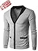 ZITY Men's Long Sleeve V Neck Button Down Knited Cardigan Tops Gray M