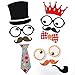 Cxy Photo Booth Props 31pcs Diy Kit For Birthday Party, Various Colors of Mustache, Glasses Frames, Ties, Lips, Crown, Pipe, Eyes, Hat and Happy Birthday Sign