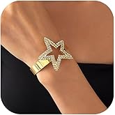 Rhinestone Bracelet for women Gold Silver Tennis Bracelets Star Chunky Cuff Trendy Bling Gemstone Rhinestone Dainty Silver Bangle Prom Wedding Jewelry Bridesmaid Gifts for Birthday