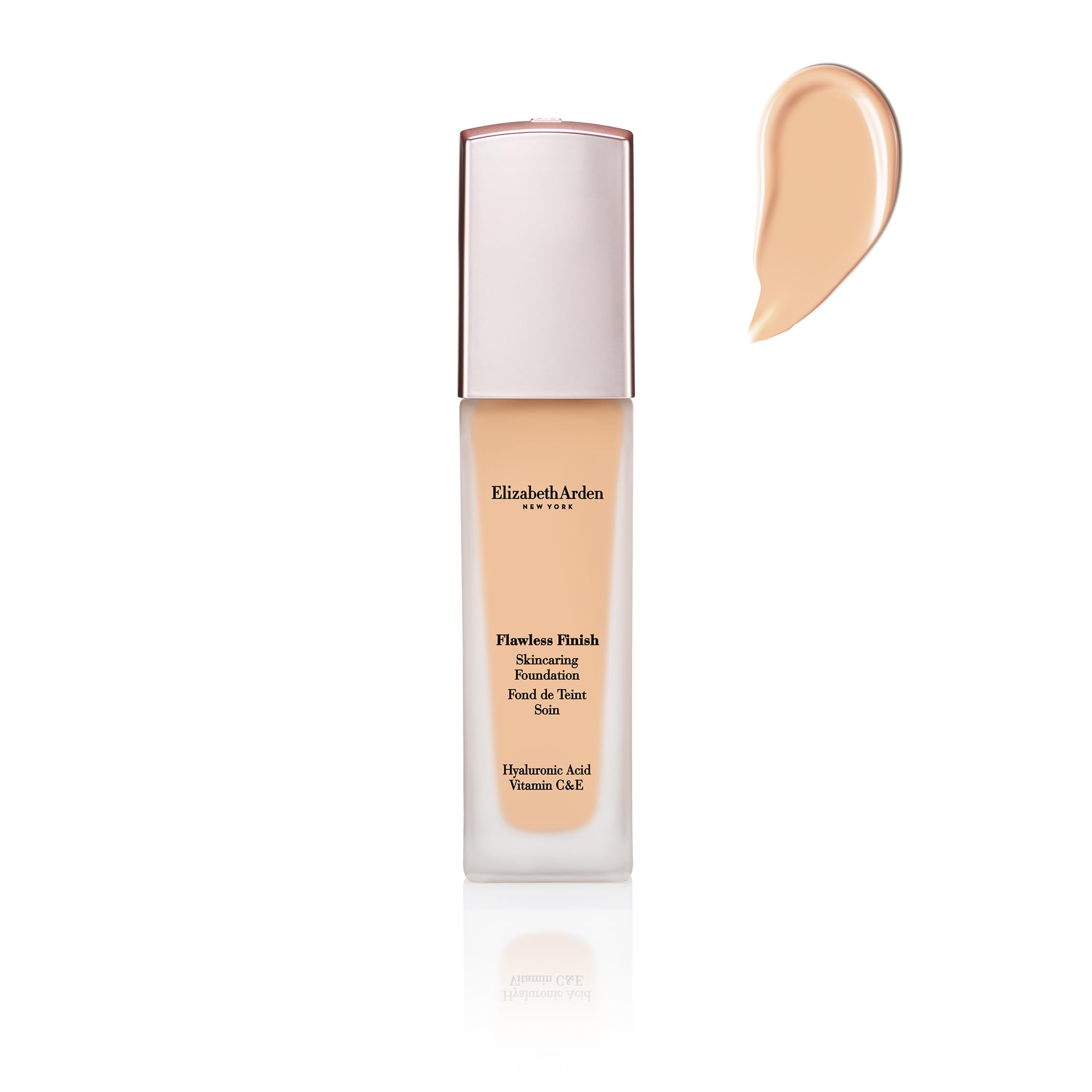 Elizabeth Arden Flawless Finish Foundation with Hyaluronic Acid & Vitamins C+E. Longwear, fragrance- & paraben-free, dermatologist-tested. Shade 160W, 1 oz.